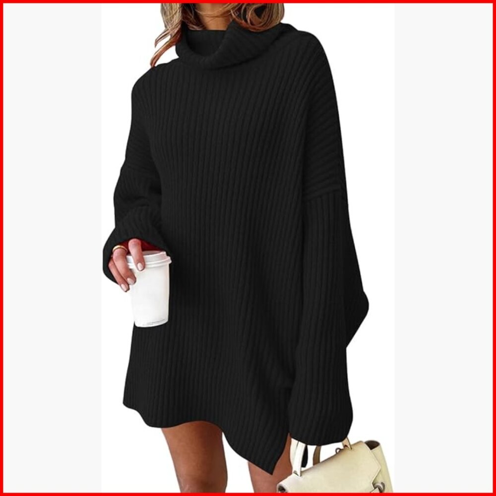 Plus Size Oversized Turtleneck Sweater Dress Tunic Pullover Knit Winter